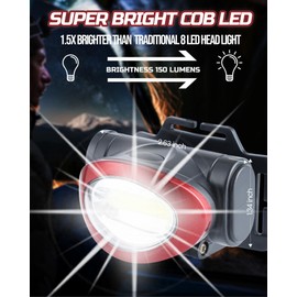 Lichamp Camping Headlamp Flashlight 8 Pack, Outdoor Super Bright COB Head Lamp Gear for Running, Reading, Hiking, Walking, Climbing, Fishing, Hunting, Jogging, Headlight Multipack for Adults, Kids