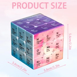 1 x Speed Rubik's Cube, 3 x 3 Speed Rubik's Cube, Stickerless, Periodic Table Rubik's Cube, Chemical Elements Rubik's Cube, Original Birthday Gift for Adults and Children