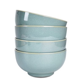 Bosmarlin Ceramic Soup Bowl Set of 4, 24 Oz, Cereal Bowl for Oatmeal, Dishwasher and Microwave Safe (5.75 Inches, Sage Green)