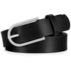 XZQTIVE Women Leather Belt for Jeans Pants Fashion Ladies Black Dress Belt with Silver Buckle Plus size Belts for Women, Black Silver Belt, 120cm