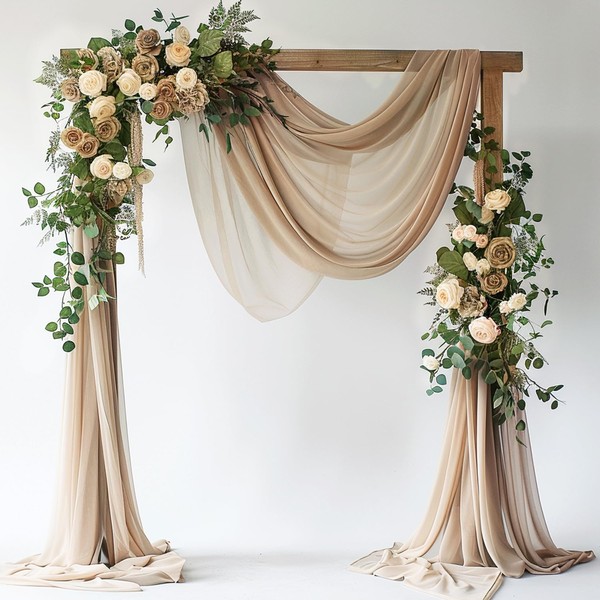 Wokceer Wedding Arch Draping Fabric Nude 28.7" x 20FT Sheer