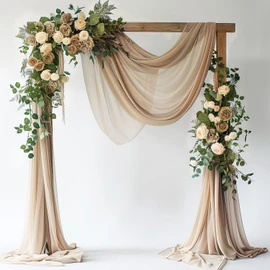 Wokceer Wedding Arch Draping Fabric Nude 28.7" x 20FT Sheer Fabric Drapes Backdrop Arch Draping Fabric for Wedding Ceremony Birthday Party Bridal Shower Decoration