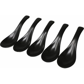 Matte Black Spoon Astragalus Lotus Flower Set of 5 Commercial Use Lotus Pottery ACS WEB SHOP Black Mat
