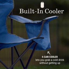Coleman Portable Camping Chair with 4-Can Cooler, Cushioned Seat & Back with Side Pockets & Cup Holder, Carry Bag Included, Great for Camping, Tailgating, Firepits, Patio, & More