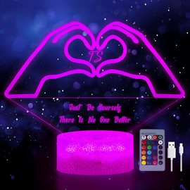 NuuNuy TS Heart Hands Night Light, 3D Lamp Gifts for Girls, Fans, Music Lover with Remote 16 RGB Color Changing, Unique Birthday Idea for Girls Sisters Girlfriend Mom Teacher