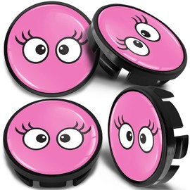 SkinoEu 4 x 65mm Wheel Centre Alloy Hub Center Caps Compatible with VW 3B7 601 171 / 6U7 601 171 Hubcaps Pink Eyes CV 44