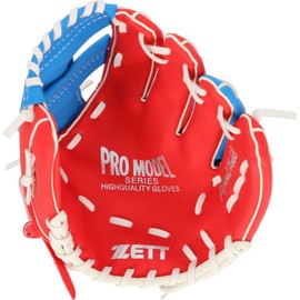 ZETT BDG2202VA Catch Ball Gloves for Beginners with Shock Absorbing Pads, 9 Inches (Infants to Lower Elementary School), Right Throw, Red x Ocean