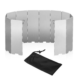 Stove Windscreen, 12 Plates Stove Windshield with Drawstring Bag, Aluminum Camp Stove Windscreen, Folding Windscreen Camping Burner Windshield for Camping Picnic Backpacking Cooking