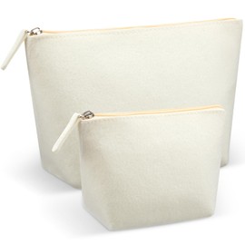 Xuniea Pack of 2 Felt Cosmetic Bag Travel Blanks for Plotting Bag Women's Makeup Bag Cosmetic Bag Pencil Case Multifunctional Felt Bag for Christmas Mother's Day Valentine's Day, cream-coloured,