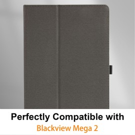 Haofun Case Compatible with Blackview Mega 2, Ultra Thin PU, Slim and Lightweight Flip Case Foldable, Back Cover Folding Stand, Slim Protective Case with Wrist Strap, Black