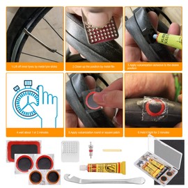 Hejo 48-Piece Bicycle Repair Kit Set, Tyre Repair Kit, Tyre Repair Kit for Bicycles, Motorcycles, Inflatable Rubber, BMX