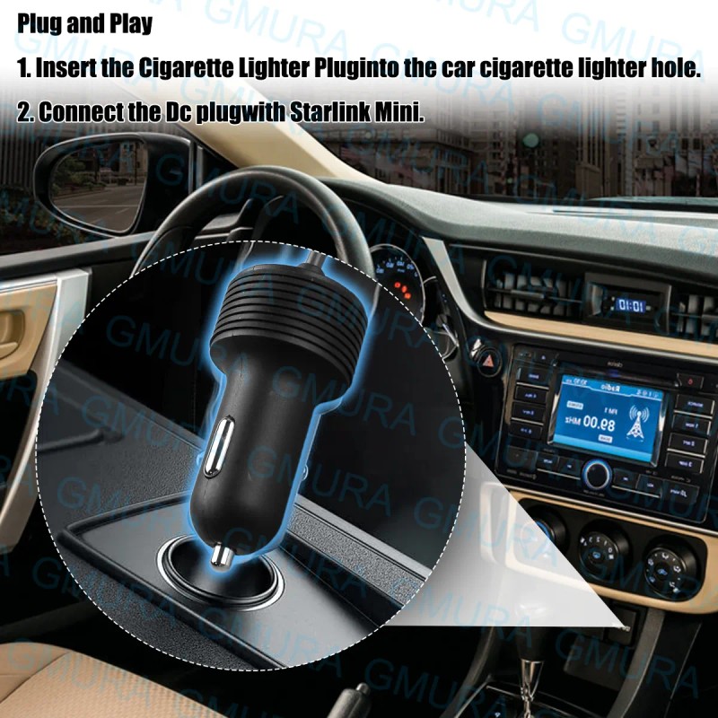 Cable Alimentador Con Cargador Coche Para Starlink Mini, 5m