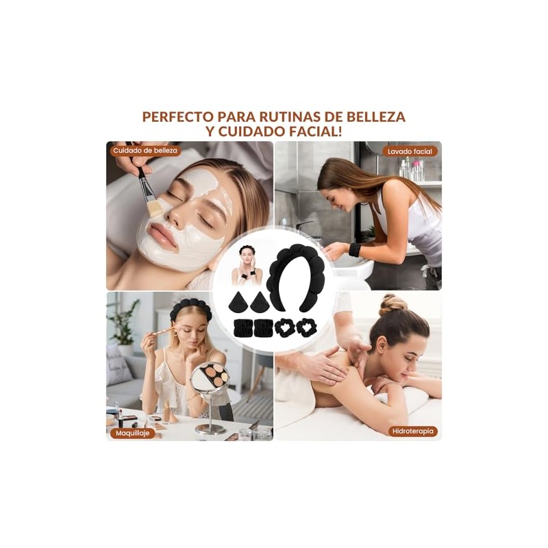 Set TXG de 7 piezas en negro: diadema nube, pulseras