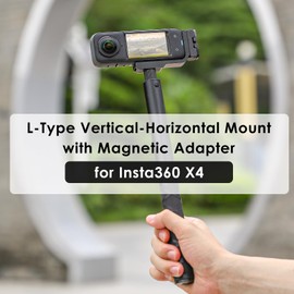 CAPART Horizontal Action Mount for Insta360 X4, with Quick Release Magnetic Base for Car/Bike/Backpack/Selfie Stick/Tripod/Chest Mount, with 1/4" Screw and Action Camera Connector