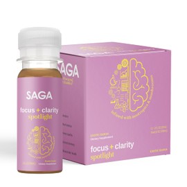SAGA Organic Focus Shots | Contains Nootropics, Adaptogens, & Mushrooms - Bacopa & Ashwagandha | High Bioavailability & Fast Onset | No Jitters & Boosts Productivity | Exotic Guava 2oz Shots(12-Pack)