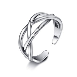 SNORSO Silver Ring Vintage Knot Band Ring, 925 Sterling Silver, Unisex Celtic Adjustable Open Ring, Birthday Gift for Women Men Girls Boys