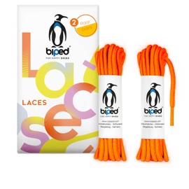 biped Laces 2 Pairs of Tear-Resistant Shoelaces for Leather Shoes, Boots, Boots - for Work, Leisure and Sports Shoes - 100% Polyester Shoe Laces Round Diameter 4 mm z2914 (#8 Neon Orange, 90 cm), #8
