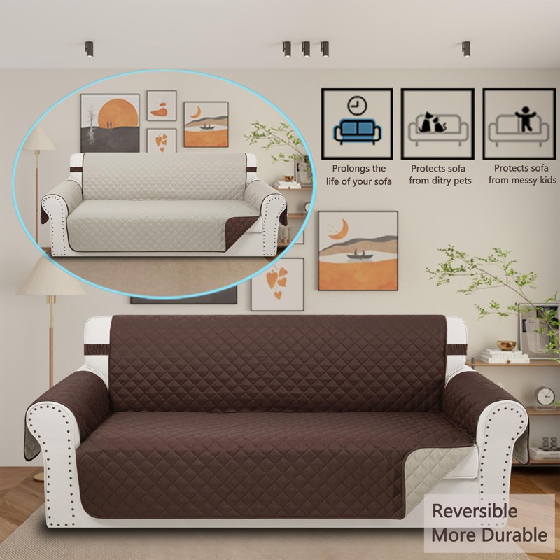 Luxshare Home Reversible Couch Cover for 3 Cushion Couch Sofa