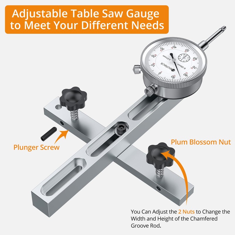 Neoteck 0-20mm Dial Indicator Table Saw Gauge with 0.75inch Width