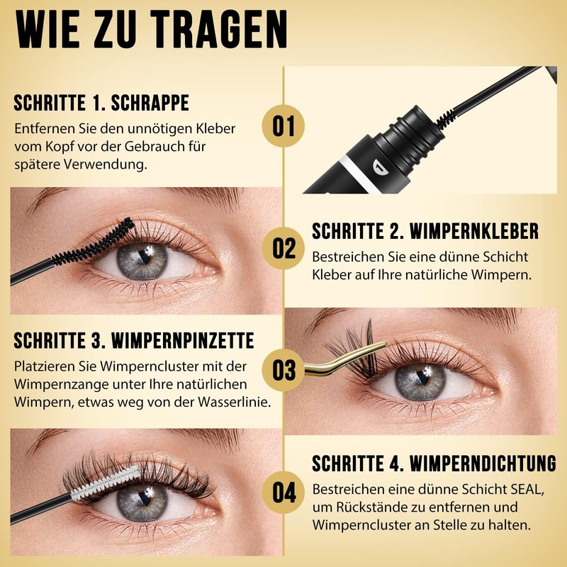 Quewel Individual Eyelashes, 320 Pieces, Individual Eyelashes for Eye Make-up,