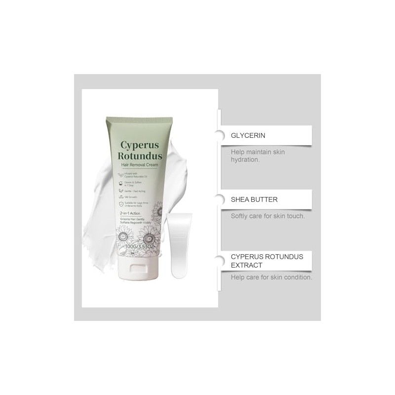 Crema Depilatoria 2 en 1 para Mujer, con Ingredientes Naturales