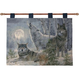 Manual Woodworkers WINTER MOONRISE Wall Hanging w/ Rod 36 X 26in Tapestry Manual Woodworkers