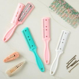 Glamlily 4 Pack Hair Thinning Comb Set, Razor Combs for Women (Assorted Colors, 7.1x1.2 inches)