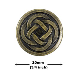 Bezelry 12 botones de vástago de metal con nudo celta. 20 mm (latón antiguo)