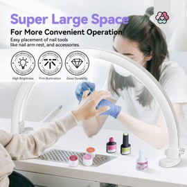 Saviland Half Moon Light Nail Light for Desk 30.5 Inch 48w Nail Desk Lamp, Eyelash Light, Makeup, Tattoo, Spa, Salon, Nail Tech Lamp Dimming & Color Temperature Adjustable Nail Salon（77.5*41*6.5cm）