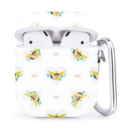 Compatible with Airpods 2 & 1 – Shockproof TPU Gel Portable Protection Soft Case Cover Skin with Carabiner Clip Keychain (Virgin Islands Us Flag Heart)