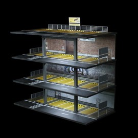 1/64 Scale Die-cast Model Car Display Case with LED Light, Organizer Compatible with Hot Wheels Parking Garage Dioramas with 20 Parking Spaces (Mix)