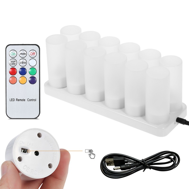 Colourful LED Candle Light Rechargeable Simulation Flameless Tea Candle Lights