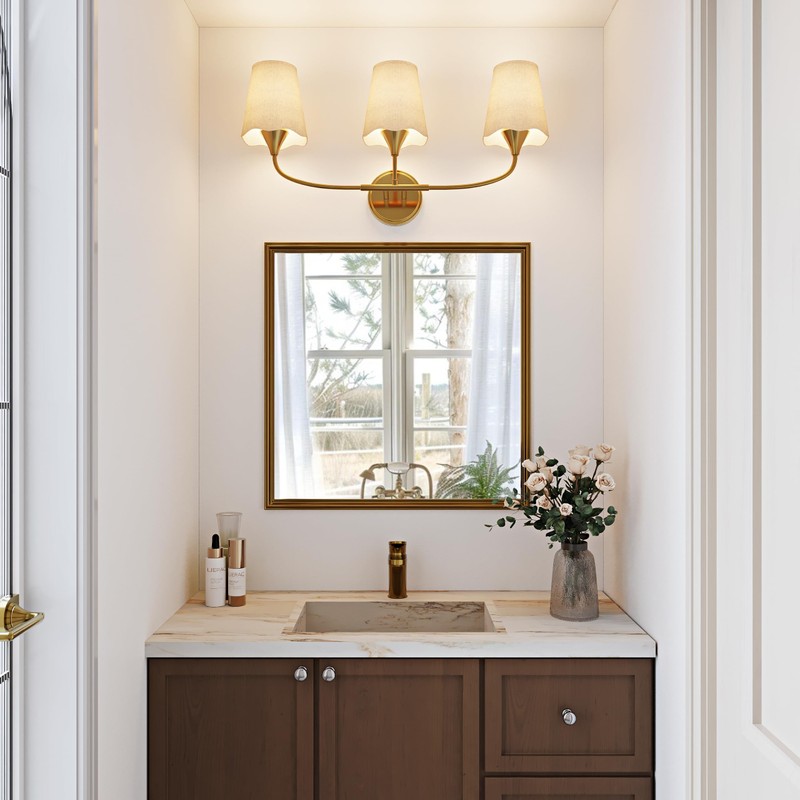 Morauroral Bathroom Light Fixtures, 3 Light Gold Vanity Light for