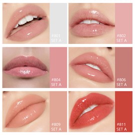 6Pcs Liquid Lipstick Makeup Set Kit, Long Lasting Waterproof Hydrating Glitter Lip Gloss Lip Glaze Set, Pigmented Lip Makeup Gift Sets for Girls and Women (A)