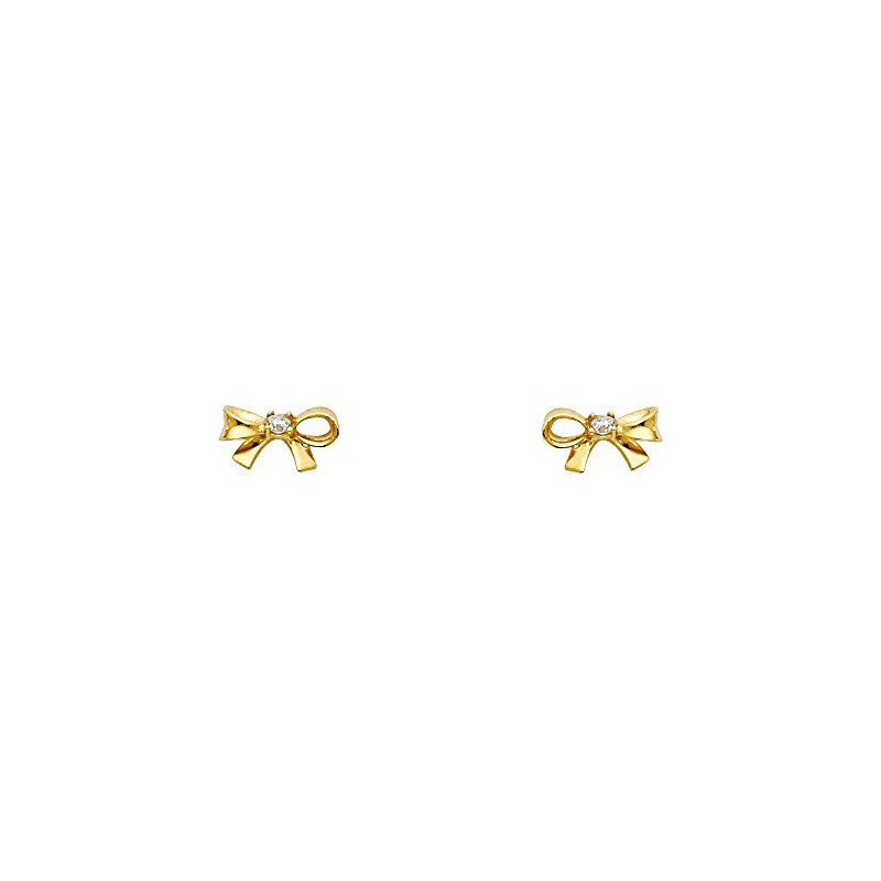 14k Yellow Gold Bowtie Stud Earrings with Screw Back