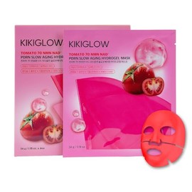 Tomato 70 NMN NAD PDRN Máscara de hidrogel de envejecimiento lento 1.19 oz (34g) / 4ea – Máscara facial coreana que cambia de color para reafirmante, 