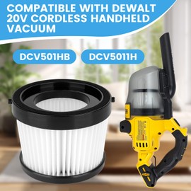 6 Pack DCV501HB DCV5011H Replacement Filters Attachment Compatible with DEWALT 20V Cordless Handheld Vacuum Cleaner, Washable Reusable Vacuum Filter with Brush for Home, Car, Office