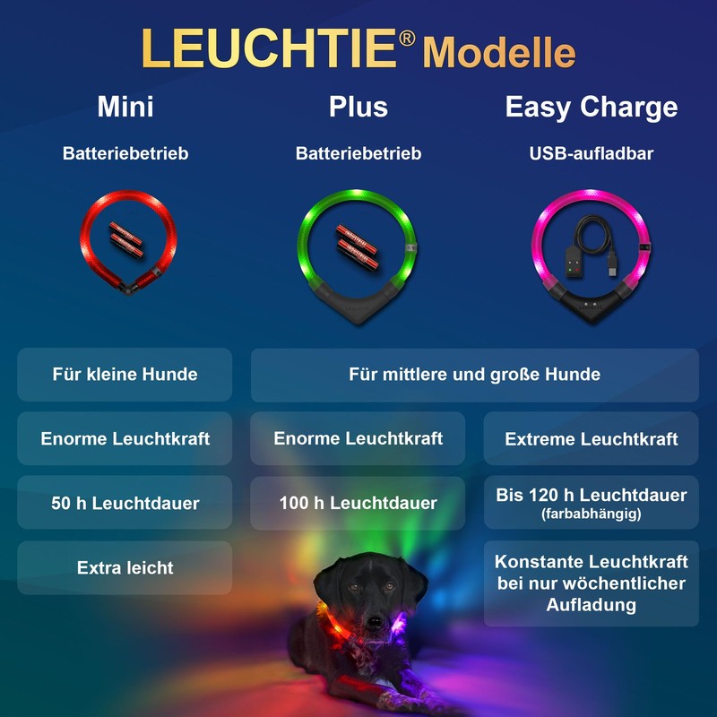 LEUCHTIE® Mini Light Collar I LED Collar for Small Dogs