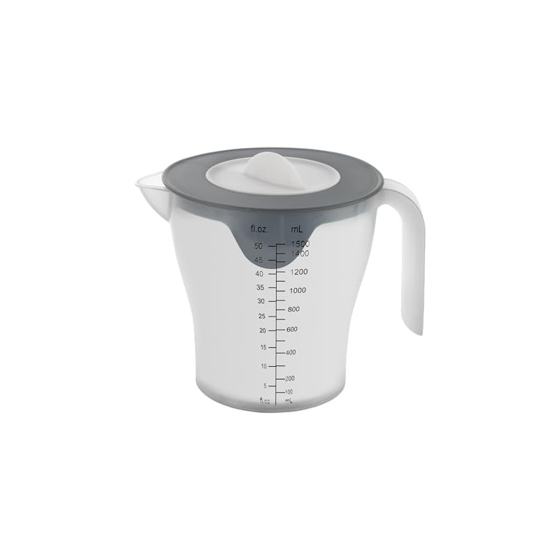 Metaltex Mixing Cup with Lid and Spout, Integrated Strainer and
