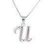 Sterling Silver Initial Charm Necklace, Letter U, 16" Chain