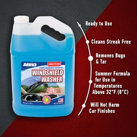 ABRO Windshield Washer Fluid Ready to Use Formula - 1 Gallon, Pre-Mixed, Streak-Free Cleanliness, 2-In-1 Removes Bugs & Tar