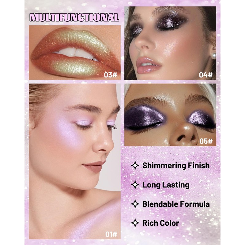 Chameleon Eyeshadow Palette, Glitter Purple Holographic Metallic Eye Shadow