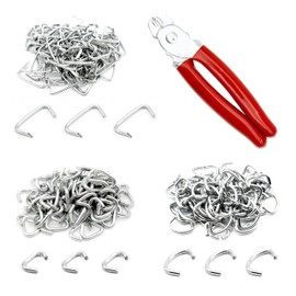 INKNOTE 270 Pcs of 3 Sizes Galvanized Hog Rings Assortment Kit and One Piece Professional Pliers Widely for Bungee Animal Pet Cages Bagging Meat and Sausage Casing Fencing Furniture Upholstery