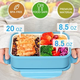 LOVINA Bento Boxes for Adults - 1100 ML Bento Lunch Box Container For Kids With Spoon & Fork - Durable Perfect Size for On-the-Go Meal, BPA-Free and Food-Safe Materials(Blue)