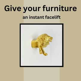 Gold Safari Animal Iron Metal Drawer Knobs (Knob, Lion)