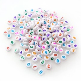 800 abalorio redondas de acrílico blancas de 4 x 7 mm, con forma de plástico mixto, abalorio sueltas para hacer joyas, pulseras, collares, llaveros (colorido en blanco)