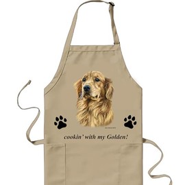 Best of Breed Golden Retriever Cookin' Aprons Full Length Bib Apron with Adjustable Neck with Pockets Size 32" L x 30" W