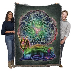 Celtic Dragon - Brigid Ashwood - Blanket Throw Woven from Cotton - Made in The USA (72x54)