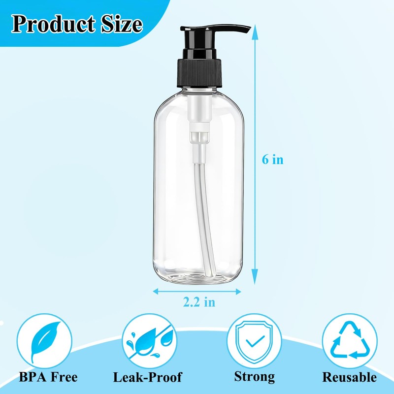 48 Pcs 8oz Empty Plastic Lotion Pump Bottle Dispenser