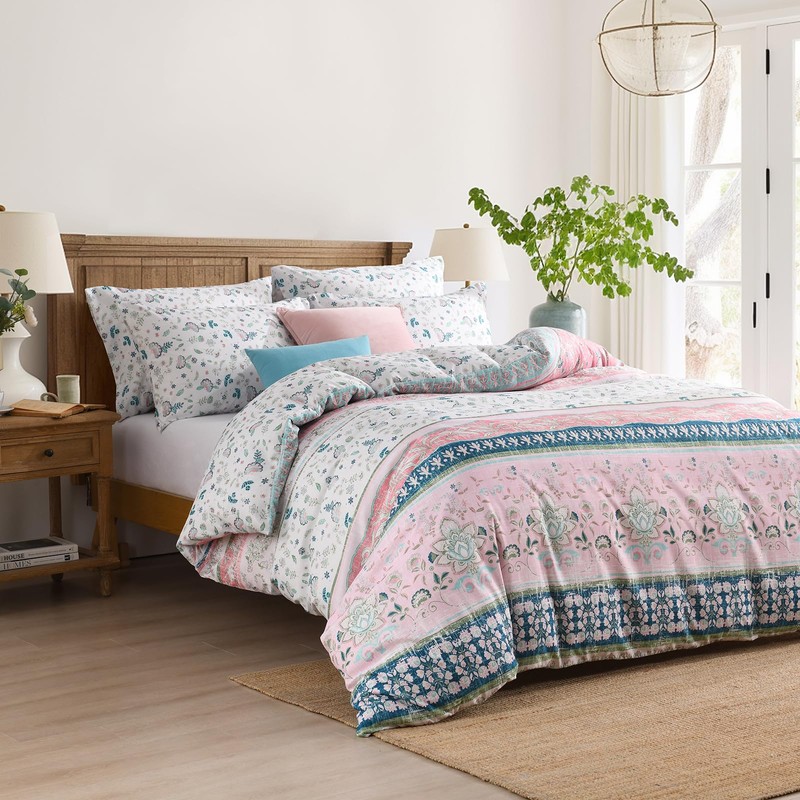 HORIMOTE HOME Boho Floral Single Duvet Cover Sets - Reversible